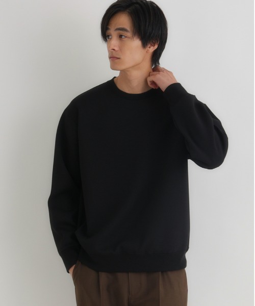 BACK NUMBER（バックナンバー）の「【BACK NUMBER】ダンボールクルートレーナー (サスティナブル/クルーネック/プルオーバー/レギュラーフィット/ストレッチ/軽やか/ベーシック/レイヤード)（スウェット・メンズ・ブルー/ライトベージュ/ブラック・M/L/XL）」の2枚目の写真