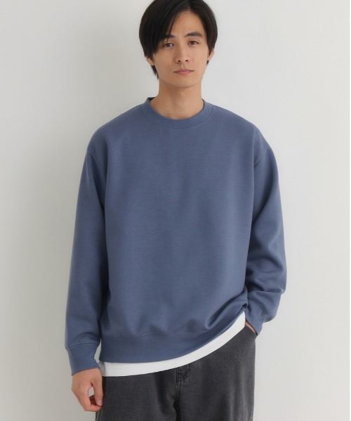 BACK NUMBER（バックナンバー）の「【BACK NUMBER】ダンボールクルートレーナー (サスティナブル/クルーネック/プルオーバー/レギュラーフィット/ストレッチ/軽やか/ベーシック/レイヤード)（スウェット・メンズ・ブルー/ライトベージュ/ブラック・M/L/XL）」の4枚目の写真