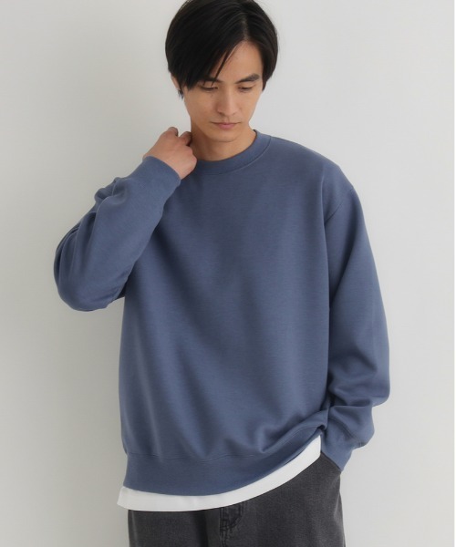 BACK NUMBER（バックナンバー）の「【BACK NUMBER】ダンボールクルートレーナー (サスティナブル/クルーネック/プルオーバー/レギュラーフィット/ストレッチ/軽やか/ベーシック/レイヤード)（スウェット・メンズ・ブルー/ライトベージュ/ブラック・M/L/XL）」の5枚目の写真