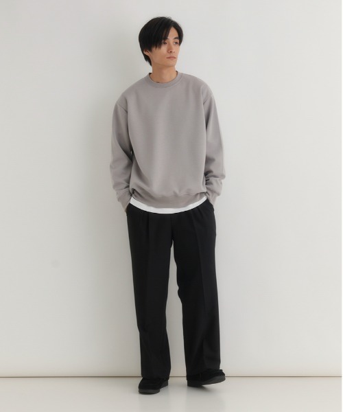 BACK NUMBER（バックナンバー）の「【BACK NUMBER】ダンボールクルートレーナー (サスティナブル/クルーネック/プルオーバー/レギュラーフィット/ストレッチ/軽やか/ベーシック/レイヤード)（スウェット・メンズ・ブルー/ライトベージュ/ブラック・M/L/XL）」の12枚目の写真