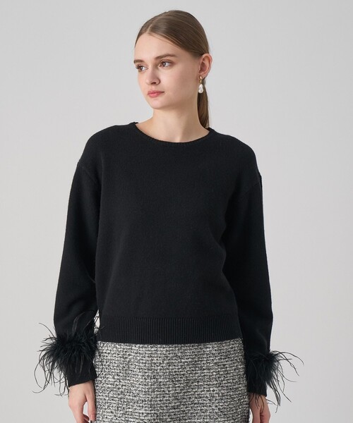 ANAYI(アナイ)の「フェザーバングル プルオーバー(ニット/セーター・レディース・ブラック/トップグレー/オフホワイト・38/36)」の1枚目の写真