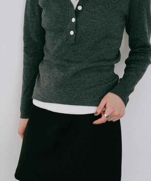 DRWCYS(ドロシーズ)の「フロントボタンレイヤードニット(ニット/セーター・レディース・グレー/ライトグリーン・FREE)」の13枚目の写真