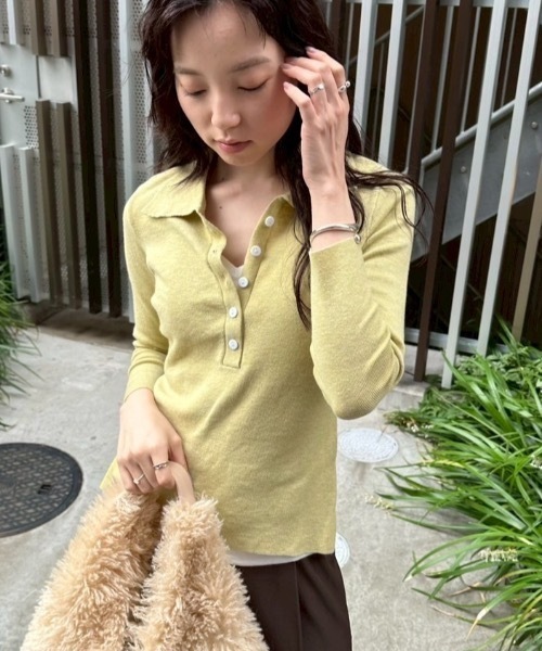 DRWCYS(ドロシーズ)の「フロントボタンレイヤードニット(ニット/セーター・レディース・グレー/ライトグリーン・FREE)」の16枚目の写真