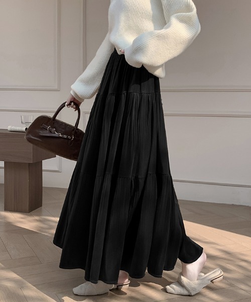 セール】ベロアティアードロングスカート（スカート）｜emi+
