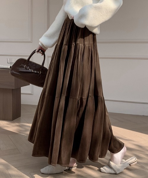 セール】ベロアティアードロングスカート（スカート）｜emi+