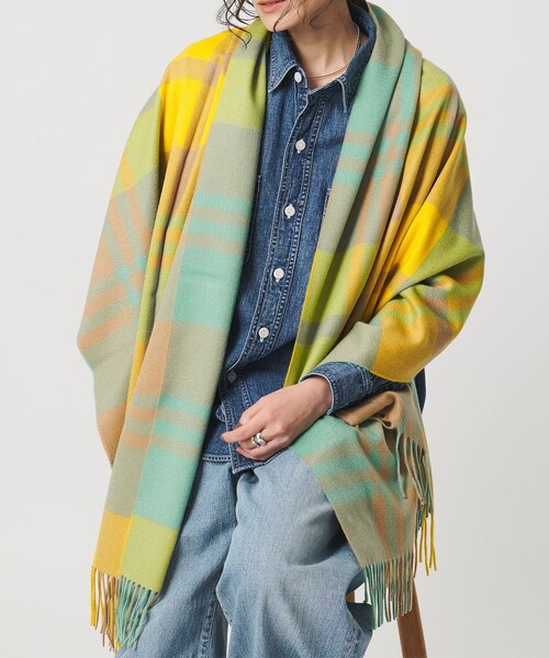 Joshua Ellis＞カシミヤ チェック ストール（ストール/ショール