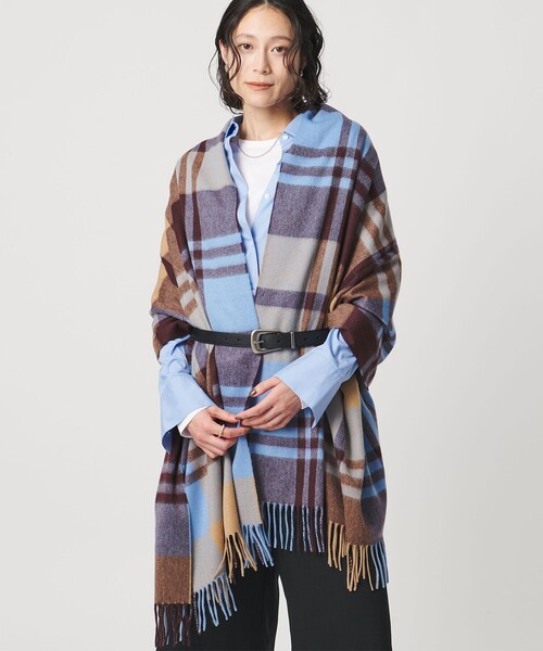 Joshua Ellis（ジョシュアエリス）の「＜Joshua Ellis＞カシミヤ チェック ストール（ストール/ショール・レディース・ライトブルー/イエロー・FREE）」の3枚目の写真