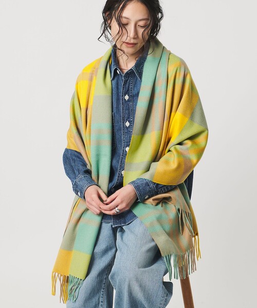 Joshua Ellis＞カシミヤ チェック ストール（ストール/ショール