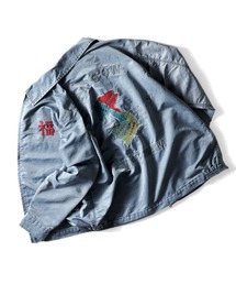 HOUSTON（ヒューストン）の「HOUSTON ヒューストン PIGMENT NYLON VIETNAM JACKET ピグメント加工 ナイロン ベトナムジャケット 虎 福 地図 刺繍 ベトジャン（ブルゾン・レディース）」
