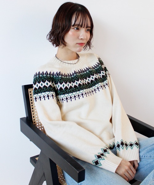 セール】ノルディック柄ニットプルオーバー（ニット/セーター）｜ABYS