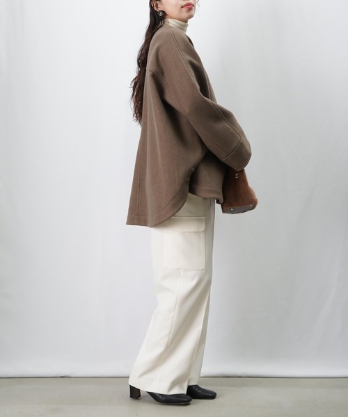 セール】LC/LLL ジップドルマンコート/ウールライクポンチョコート