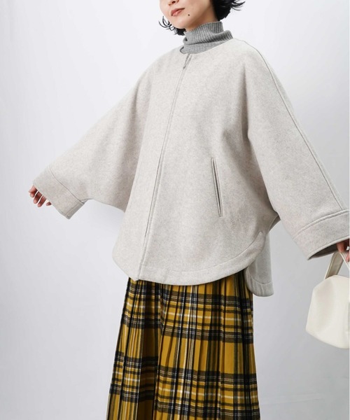 LUCA/LADY LUCK LUCA（ルカ/レディラックルカ）の「LC/LLL ジップドルマンコート/ウールライクポンチョコート（ノーカラーコート・レディース・モカ/ライトベージュ/チャコールグレー・FREE）」の18枚目の写真