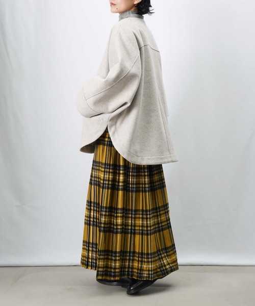 LUCA/LADY LUCK LUCA（ルカ/レディラックルカ）の「LC/LLL ジップドルマンコート/ウールライクポンチョコート（ノーカラーコート・レディース・モカ/ライトベージュ/チャコールグレー・FREE）」の15枚目の写真