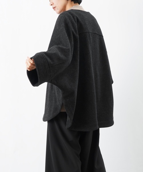 LUCA/LADY LUCK LUCA（ルカ/レディラックルカ）の「LC/LLL ジップドルマンコート/ウールライクポンチョコート（ノーカラーコート・レディース・モカ/ライトベージュ/チャコールグレー・FREE）」の8枚目の写真