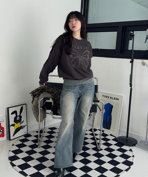 NICK&NICOLE(ニックアンドニコール)の「NICOLE BUTTERFLY QUALITY SWEATSHIRT_CHARCOAL(スウェット・レディース・その他・FREE)」の6枚目の写真