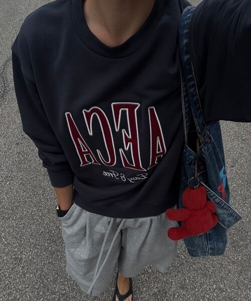 AECA（エイカ）の「AECA ARCH FELT SWEAT SHIRTS-NAVY（スウェット・レディース・その他・LARGE/MEDIUM/SMALL/X-LARGE）」の4枚目の写真