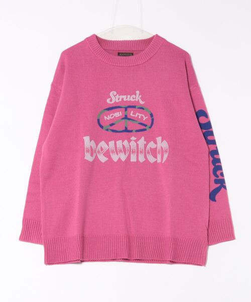 MARKEY'S(マーキーズ)の「クルーネックプリントセーター/おとな(ニット/セーター・レディース・オフホワイト/ブルー/ピンク・160cm)」の2枚目の写真