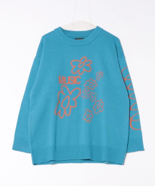 MARKEY'S(マーキーズ)の「クルーネックプリントセーター/おとな(ニット/セーター・レディース・オフホワイト/ブルー/ピンク・160cm)」の3枚目の写真