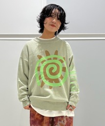 クルーネックプリントセーター/おとな