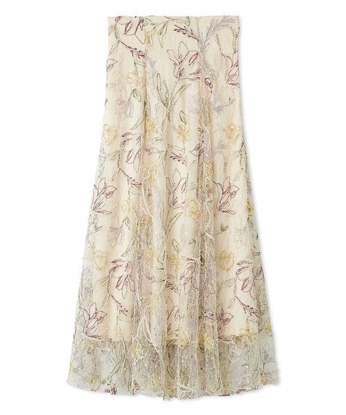 SNIDEL（スナイデル）の「エンブロイダリースカート（スカート・レディース・アイボリー/ブラック/マルチ・0/1）」の3枚目の写真