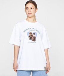 [ユニセックス]4 ラブリーキャット半袖Tシャツ_ホワイト