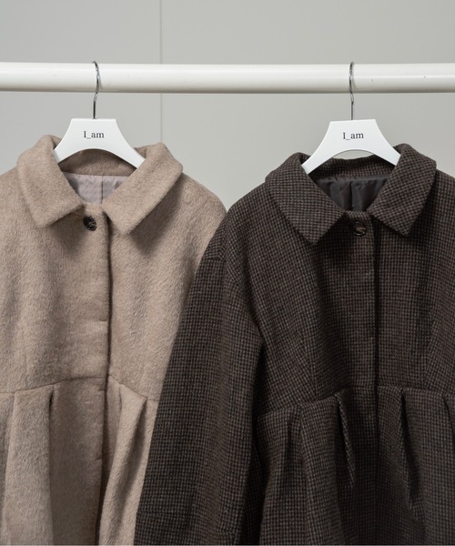 I_am（アイアム）の「hidden button peplum flare coat / ヒドゥンボタンペプラムフレアコート（その他アウター・レディース・チェック/ベージュ・FREE）」の10枚目の写真
