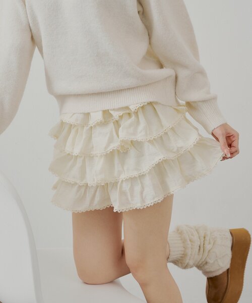 Chico（チコ）の「フリルティアードミニスカート（スカート・レディース・ホワイト/ブラウン/ライトベージュ・FREE）」の9枚目の写真