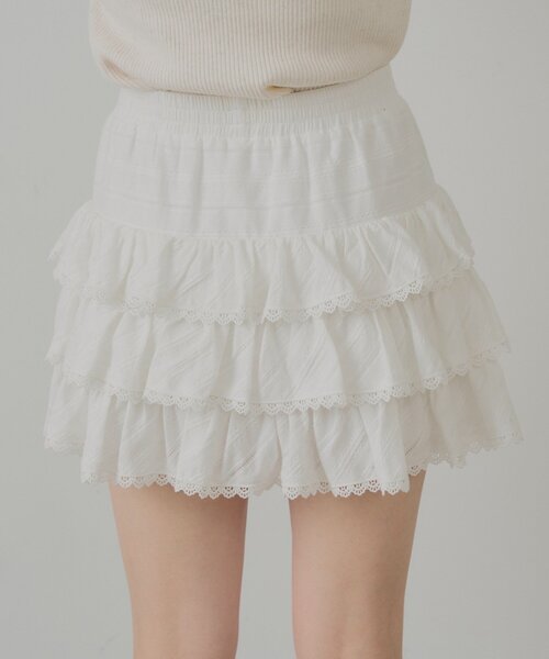 Chico（チコ）の「フリルティアードミニスカート（スカート・レディース・ホワイト/ブラウン/ライトベージュ・FREE）」の12枚目の写真