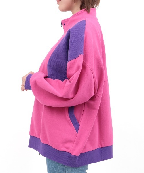 チチカカ（チチカカ）の「配色ハーフジッププルオーバー（スウェット・レディース・オートミール/ピンク/パープル・FREE）」の4枚目の写真