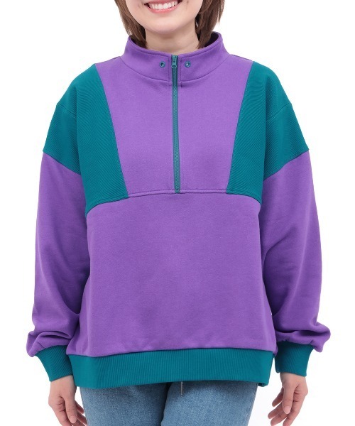 チチカカ（チチカカ）の「配色ハーフジッププルオーバー（スウェット・レディース・オートミール/ピンク/パープル・FREE）」の21枚目の写真