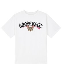 KTW0163 レタリングスフィンクスキャット半袖Tシャツ - ホワイト
