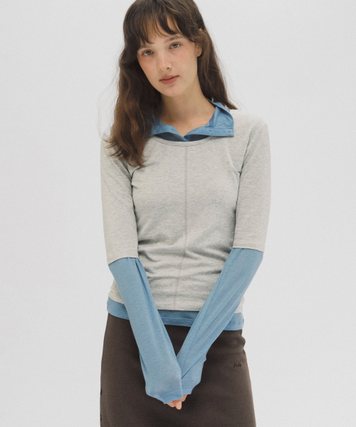 ANDNEEDS(アンドニーズ)の「Bien 3/4 sleeve tee (melange gray)(Tシャツ/カットソー・レディース・その他・FREE)」の2枚目の写真