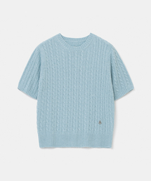 cashmere blended cable half knit(womens) sky blue