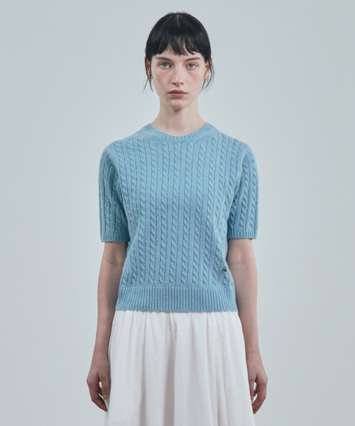 UNIFORM BRIDGE(ユニフォームブリッジ)の「cashmere blended cable half knit(womens) sky blue(ニット/セーター・レディース・その他・SMALL/MEDIUM)」の2枚目の写真