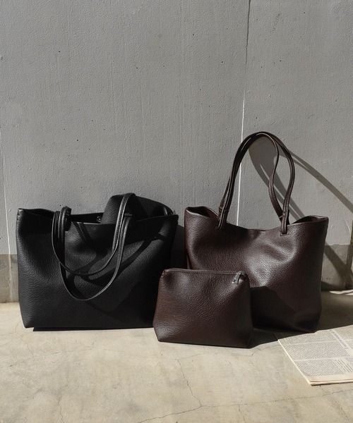 styiro(スタイロ)の「【軽量】ポーチ付きA4トートバッグ(ビジネスバッグ・レディース・ブラウン/ブラック/アイボリー・FREE)」の4枚目の写真