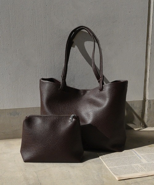styiro(スタイロ)の「【軽量】ポーチ付きA4トートバッグ(ビジネスバッグ・レディース・ブラウン/ブラック/アイボリー・FREE)」の5枚目の写真