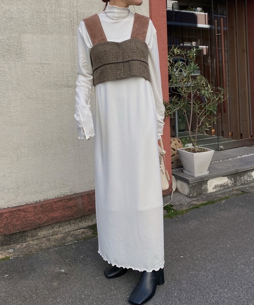nananamoe(ナナナモエ)の「long slit cuff shell button sheer OP(ワンピース・レディース・チャコールグレー/アイボリー・FREE)」の18枚目の写真