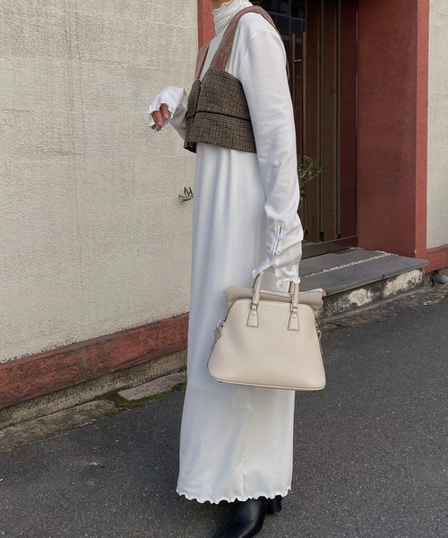 nananamoe(ナナナモエ)の「long slit cuff shell button sheer OP(ワンピース・レディース・チャコールグレー/アイボリー・FREE)」の19枚目の写真
