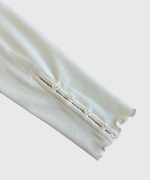 nananamoe(ナナナモエ)の「long slit cuff shell button sheer OP(ワンピース・レディース・チャコールグレー/アイボリー・FREE)」の10枚目の写真