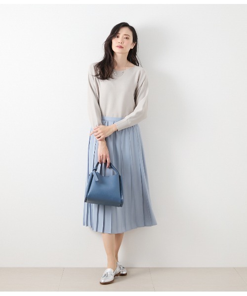 NEWYORKER（ニューヨーカー）の「バックサテン 変形プリーツスカート（スカート・レディース・サックスブルー/ホワイト・9号/11号）」の13枚目の写真