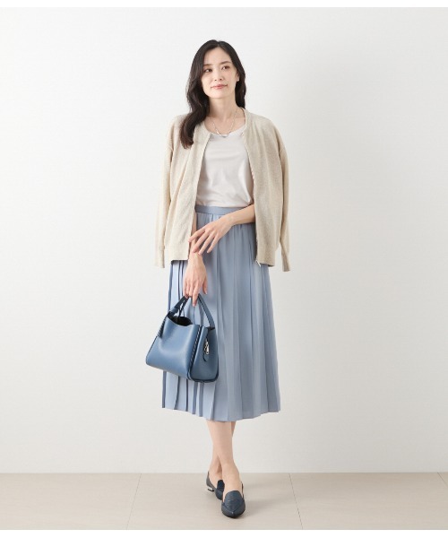 NEWYORKER（ニューヨーカー）の「バックサテン 変形プリーツスカート（スカート・レディース・サックスブルー/ホワイト・9号/11号）」の17枚目の写真