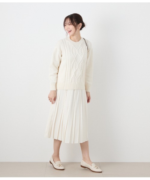 NEWYORKER（ニューヨーカー）の「バックサテン 変形プリーツスカート（スカート・レディース・サックスブルー/ホワイト・9号/11号）」の21枚目の写真