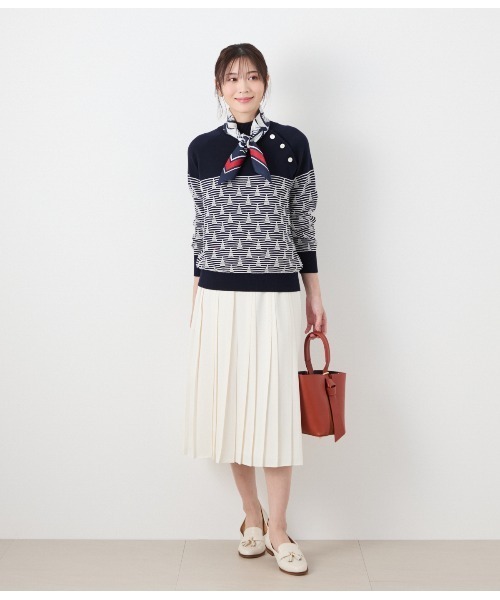 NEWYORKER（ニューヨーカー）の「バックサテン 変形プリーツスカート（スカート・レディース・サックスブルー/ホワイト・9号/11号）」の22枚目の写真