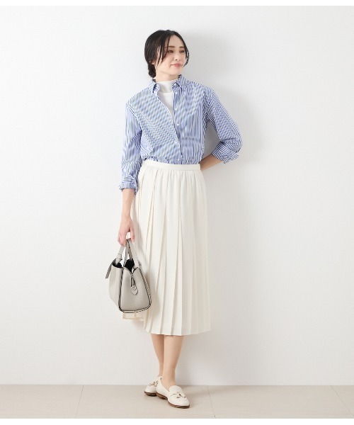 NEWYORKER（ニューヨーカー）の「バックサテン 変形プリーツスカート（スカート・レディース・サックスブルー/ホワイト・9号/11号）」の18枚目の写真