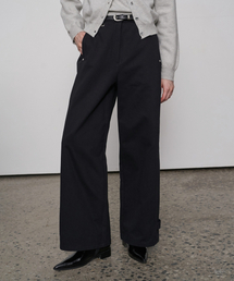 Cutting Line Cotton Pants Black