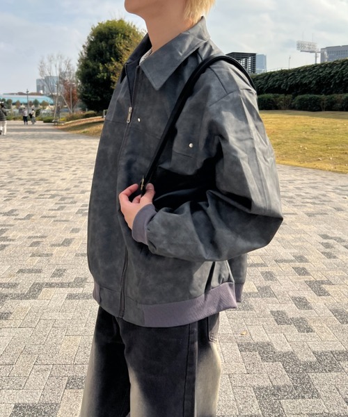 link lot（リンクロット）の「PUショートブルゾン（ブルゾン・メンズ・ブラウン/ブラック・M/L）」の14枚目の写真