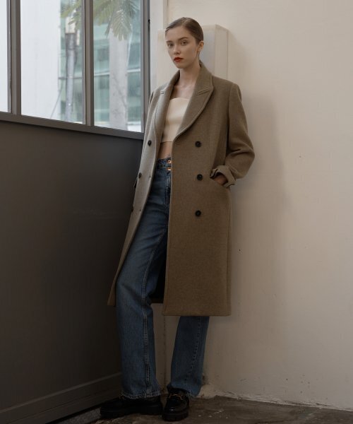 ILOIL(イロイル)の「classic wool double coat - melange khaki(チェスターコート・レディース・その他・FREE)」の1枚目の写真