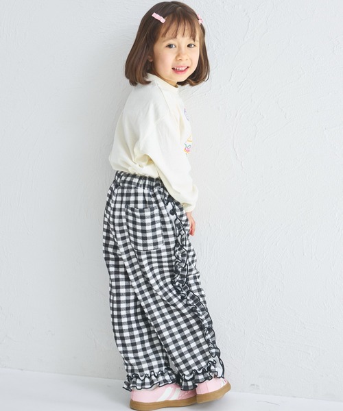 pairmanon(ペアマノン)の「【ぬくふわ】ガールズ チェック サイドフリル 裏起毛 パンツ(その他パンツ・キッズ・ピンク/ブラック・100/110/120/130/140/150/90)」の16枚目の写真