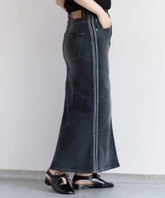 ジョンローレンスサリバン　BREACHEDデニムジップロングスカート ジョンローレンスサリバン BREACHEDデニムジップロングスカート WASHED