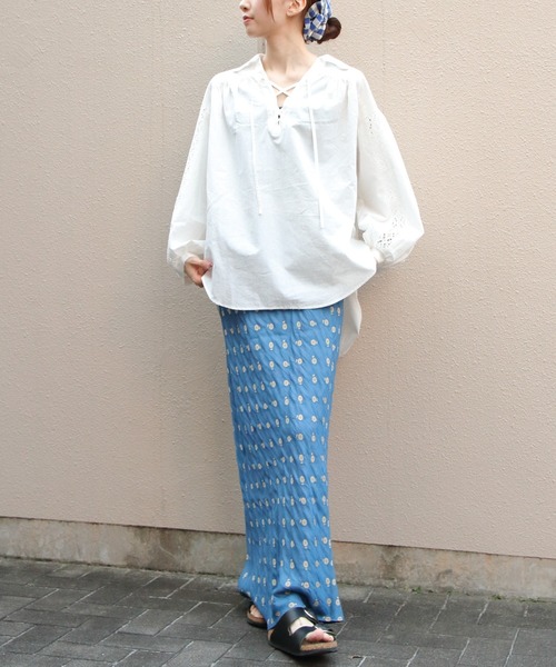 THE SHINZONE（ザ　シンゾーン）の「THE SHINZONE/シンゾーン　レースアップブラウス　LACE-UP BLOUSE　26SMSBL02（シャツ/ブラウス・レディース・ホワイト/ブラック・FREE）」の12枚目の写真